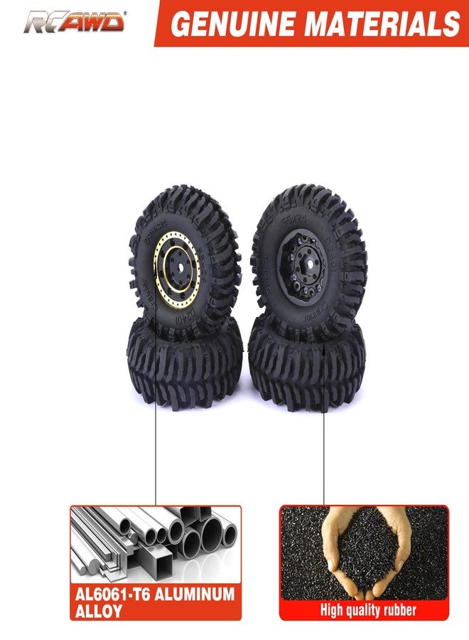 RCAWD 1.0 Glue Free Brass Weighted Wheels Tires for FMS FCX24 & SCX24 Upgrades, 53g*4pcs, 52 * 22mm, Hex 7mm Parts for Bronco C10 Deadbolt Wrangler JLU CRC JT Gladiator - Image 3